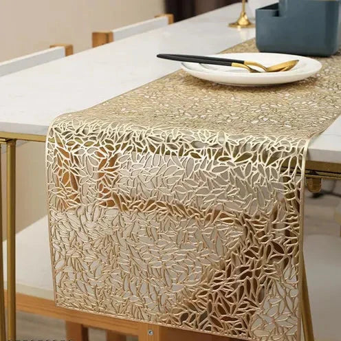 Dakshya Industries PVC 150 CM Long Exclusive Table Runner - Gold
