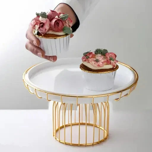 Metal Cupcake Stand White and Gold Multipurpose Serving Stand