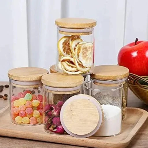Glass Food Storage Containers Airtight Clear Glass Jars 270 ML