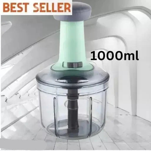 Quick & Easy Square 6 Blade Push Chopper Push N Chop Hand Press Chopper  - 1000 ML