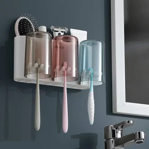Wall Mounted Bathroom Shelf for Toothbrush Holder and Storage
