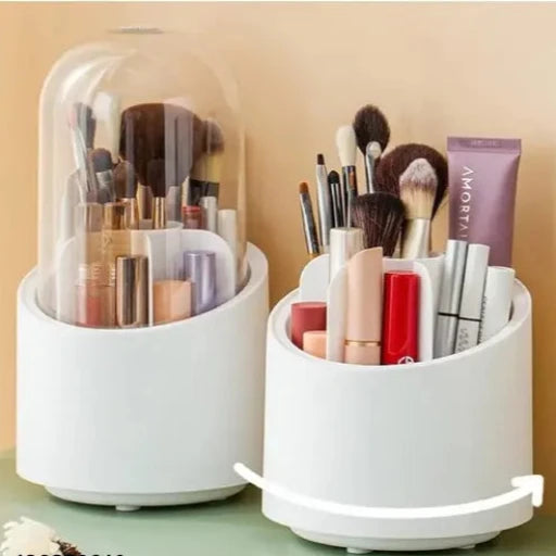 Makeup Brush Organizer with Lid, Spinning Cosmetics Holders Storage Cup  360 Degree (MULTICOLOR)