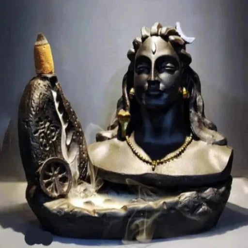 Divine Dhyana Mudra Big Adiyogi Mhadev Idol Fountain Waterfall || Floating Smoke with Free 10 Smoke Backflow Incense Cones.